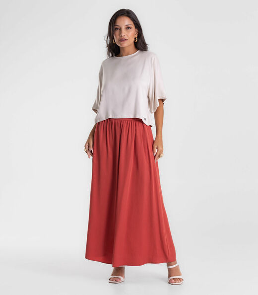 Blusa Feminina Box Manga Ampla Viscose Endless Bege