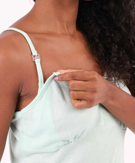 Pijama Feminino Maternidade Canelado Marisa Verde