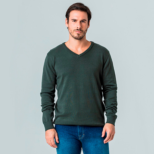 Suéter Pulôver de Tricot Gola em V Rock e Soda