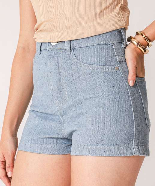 Short Jeans Feminino Cintura Alta Azul