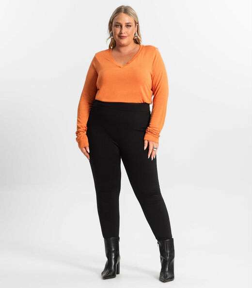 Blusa Manga Longa Visco Tricot Secret Glam Laranja