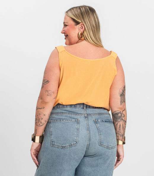 Regata Feminina Plus Size Infinita Cor Laranja