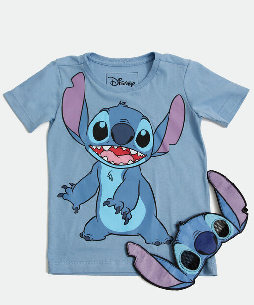 Camiseta Infantil Stitch Brinde Disney Tam 1 a 4