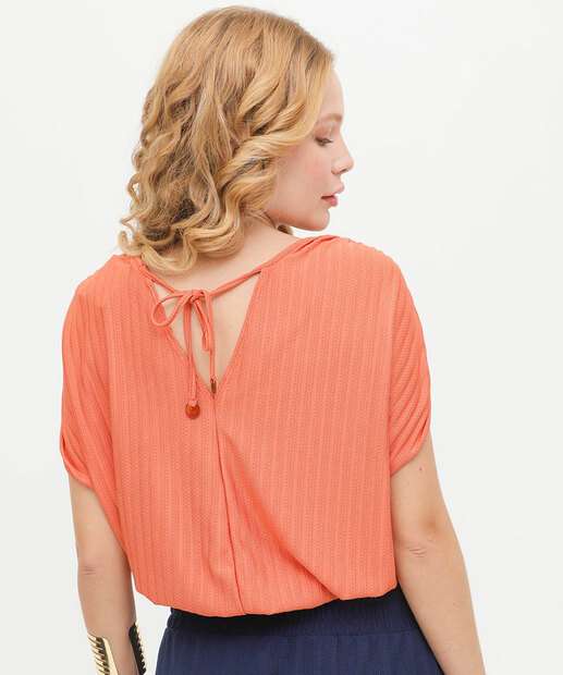 Blusa Feminina Textura Manga Curta Marisa