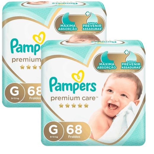 Image_Kit 2 Fraldas Pampers Premium Care G c/68 Unidades cada