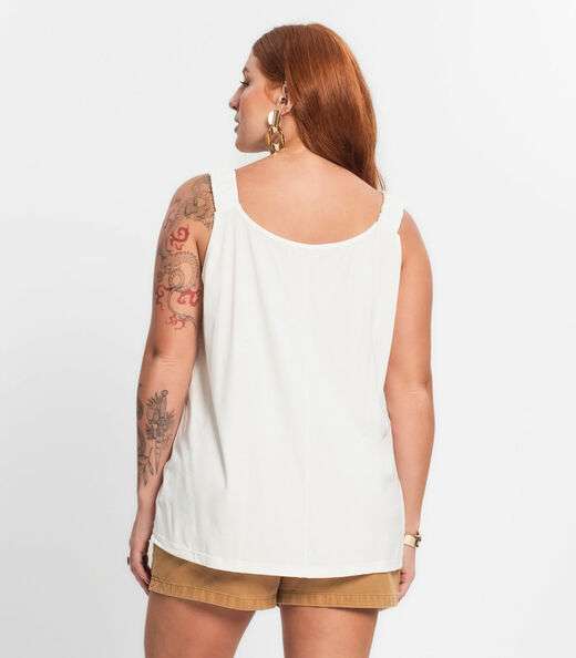 Blusa De Alça Feminina Plus Size Secret Glam Bege