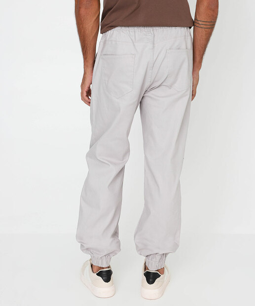 Calça Masculina Sarja Jogger Bolsos Bege
