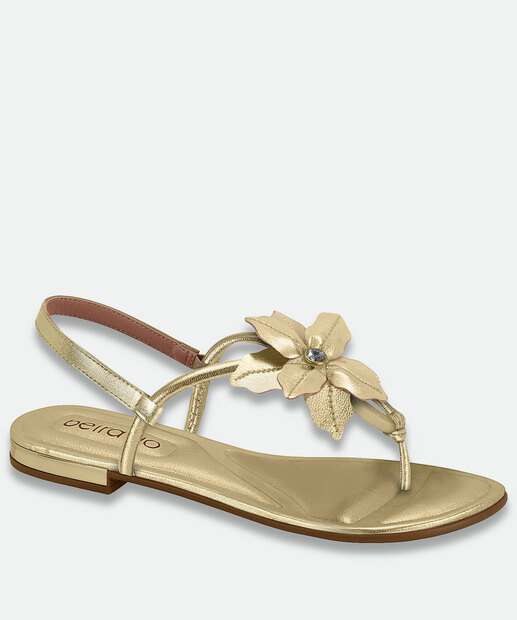 Image_Sandália Feminina Rasteira Metalizada Beira Rio Dourado