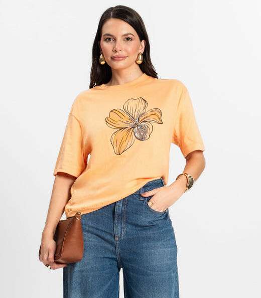 Image_T- Shirt Box Feminina em Meia Malha Rovitex Laranja