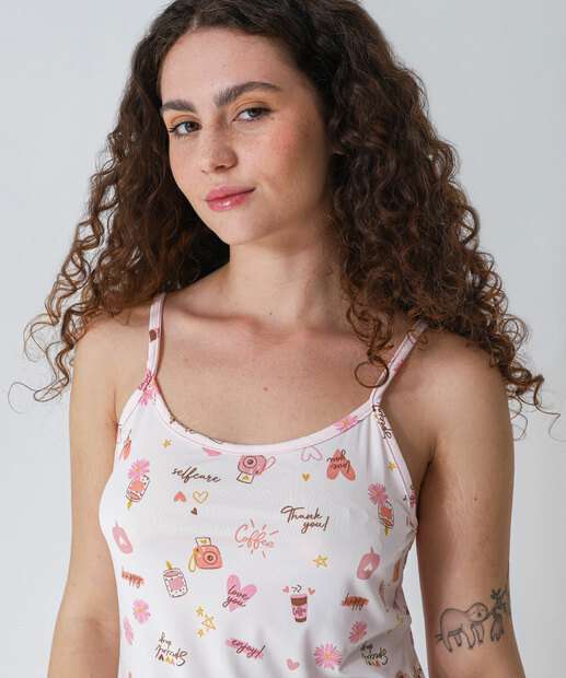 Camisola Estampa Café Babado Marisa Rosa