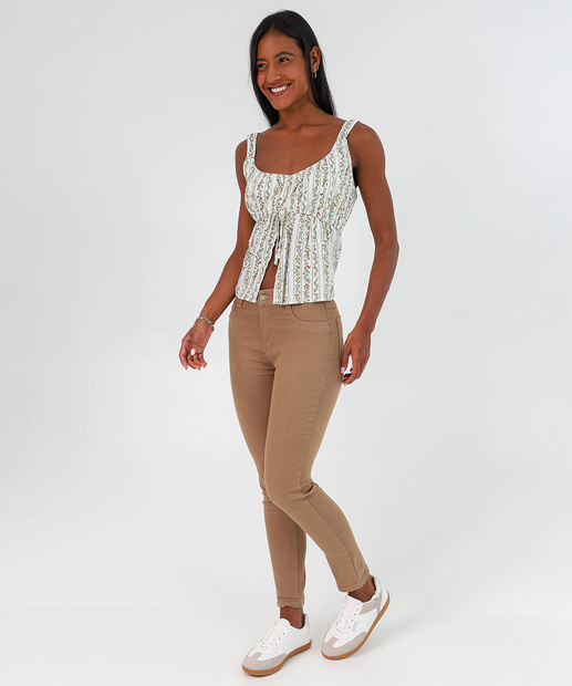 Image_Calça Feminina Sarja Skinny Sawary Marrom
