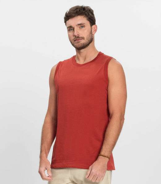 Regata Masculina Básica Meia Malha Diametro Vermelho