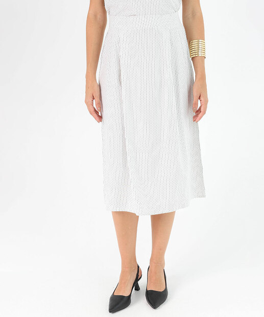 Saia Midi Feminina Listrada Marisa Off White