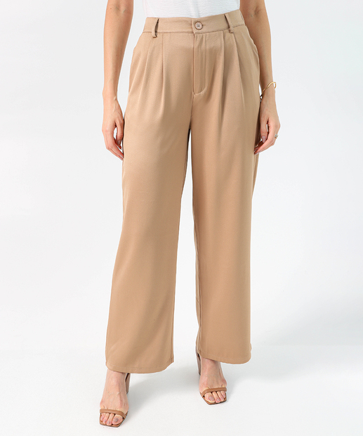 Calça Feminina Reta Alfaiataria Marisa Bege