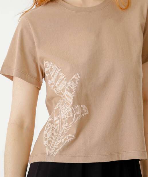 Blusa Feminina Manga Curta Marisa Marrom