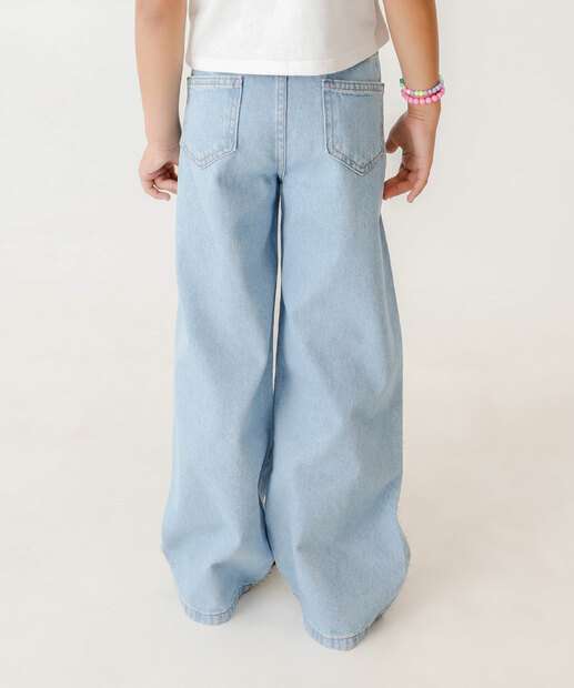 Calça Jeans Wide Leg Infantil Marisa Tam 4 a 10