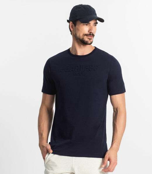 Camiseta Masculina Meia Malha Diametro Azul