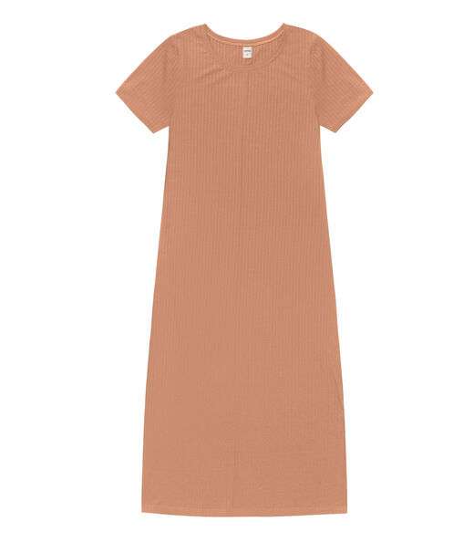 Vestido Midi Ribana Canelada Básico Rovitex Marrom