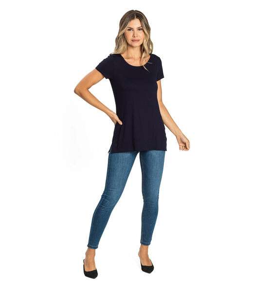 Blusa Básica Alongada Feminina Rovitex Azul