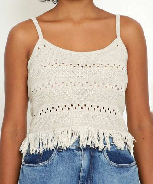 Blusa Regata Feminina Tricô Alças Finas Marisa
