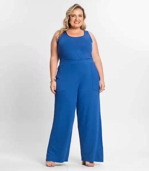 Regata Feminina Plus Size Secret Glam Azul