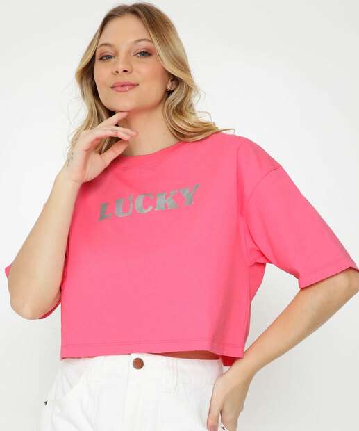 Blusa Cropped Feminina Estampa Frase Marisa 