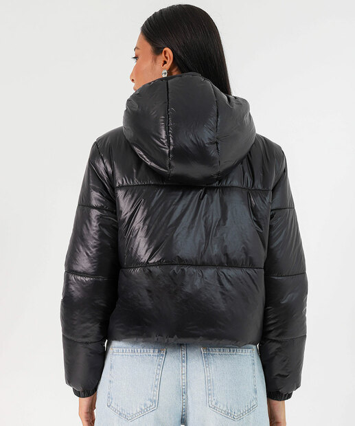 Jaqueta Feminino Cropped Puffer Marisa Preto