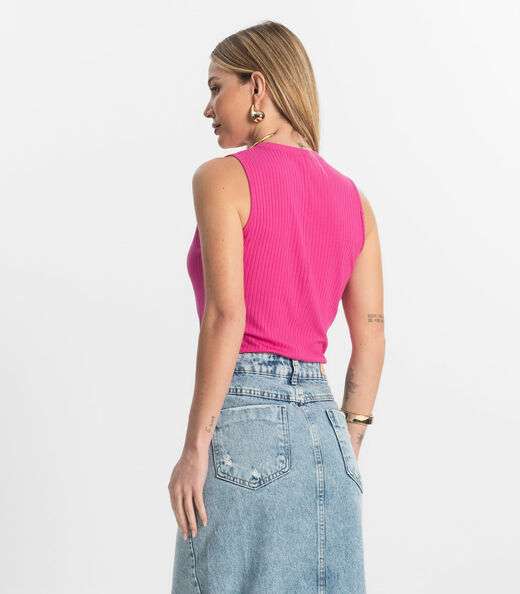 Regata Feminina Ribana Canelada Rovitex Rosa