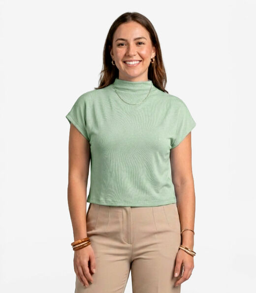 Image_Blusa Feminina Com Gola Chaminé Select Verde