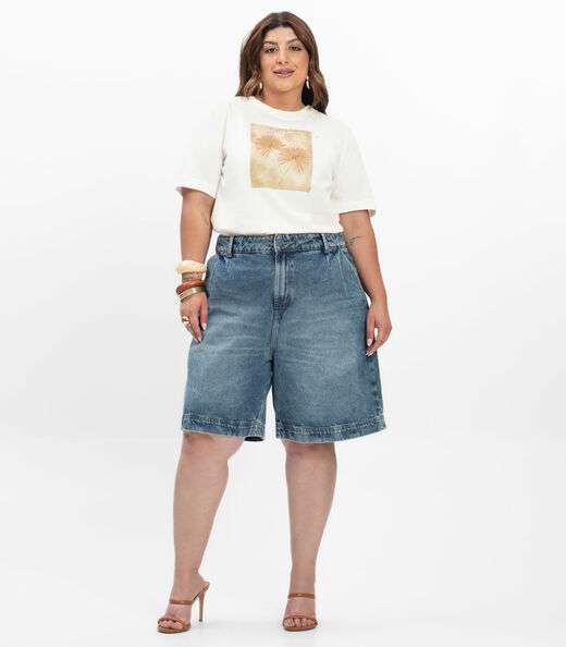 Blusa Manga Curta Feminina Plus Size Secret Glam Marrom