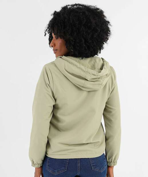 Jaqueta Feminina Corta Vento Capuz Marisa Verde