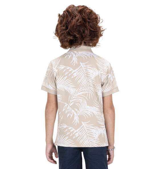 Camisa Polo Infantil Em Cotton Trick Nick Bege