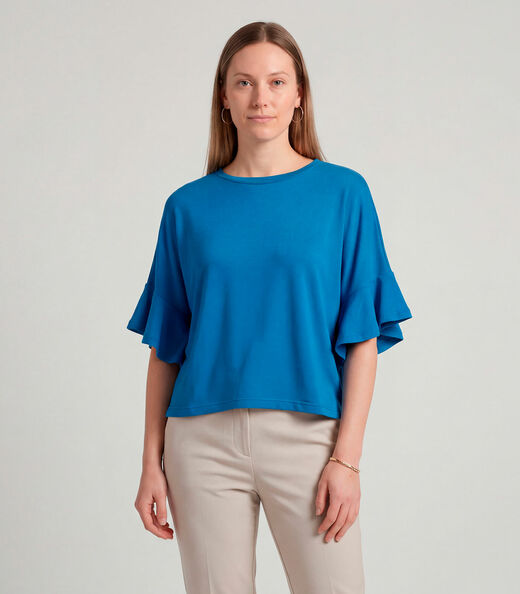 Blusa Feminina em Visco Tricot Infinita Cor Azul