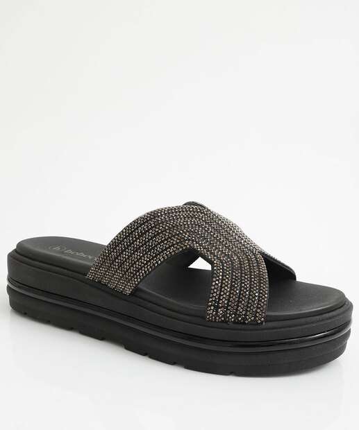 Image_Tamanco Feminino Flatform Strass Bebecê Preto