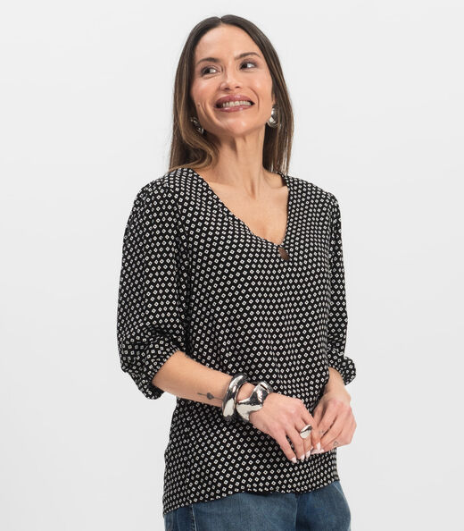 Blusa Manga Curta Infinita Cor Preto