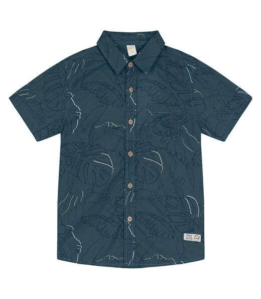 Camisa Infantil Estampada Em Popeline Trick Nick Azul