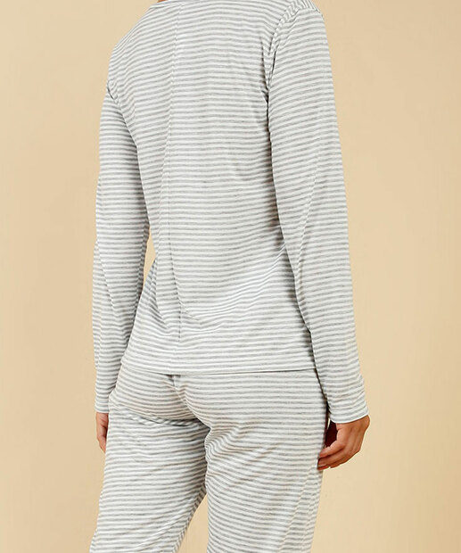 Pijama Feminino Listrado Manga Longa Marisa