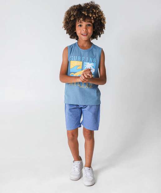 Regata Infantil Estampa Surf Marisa Tam 4 a 10 Azul