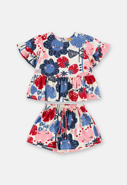 Conjunto Tulipa Blusa Shorts Três e Já