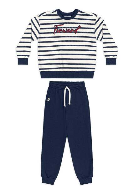 Conjunto Blusão Listrado Moletom Quimby