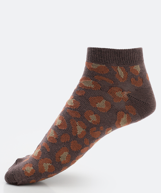 Kit 3 Pares Meias Cano Curto Feminina Animal Print Marisa 