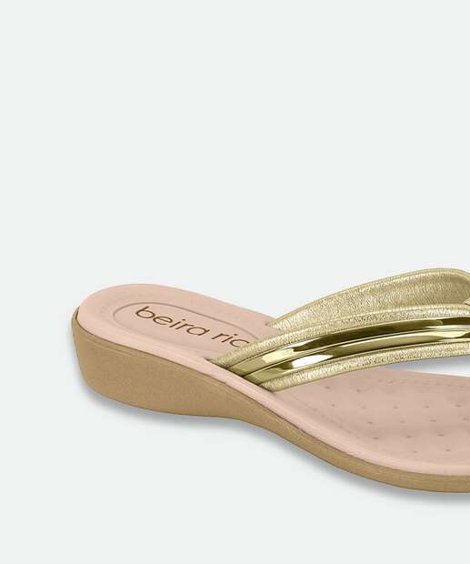 Tamanco Feminina Tiras Beira Rio Dourado 