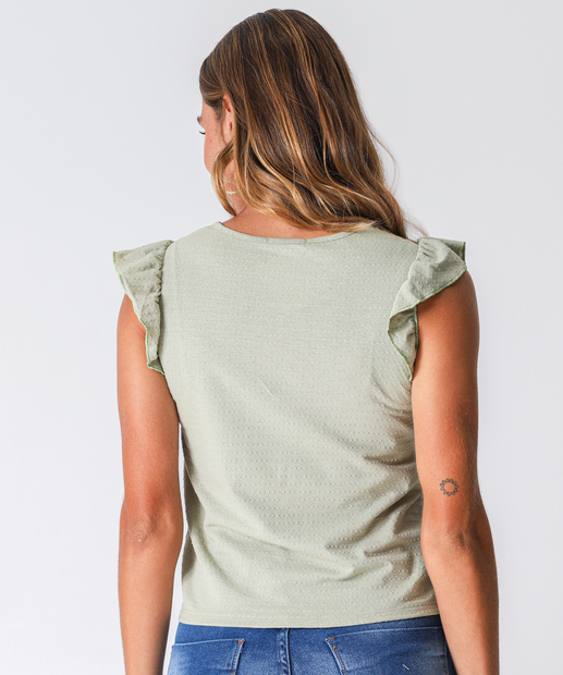 Blusa Feminina Babados Sem Manga Marisa Verde