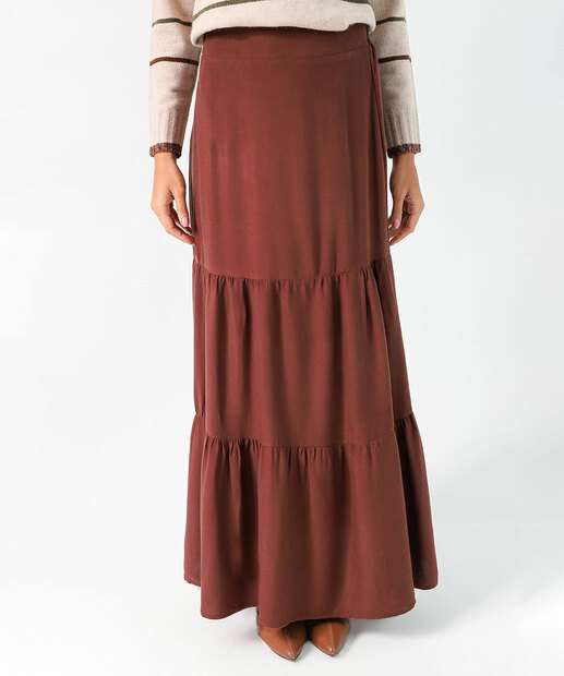 Saia Longa Feminina Lisa Marisa Marrom