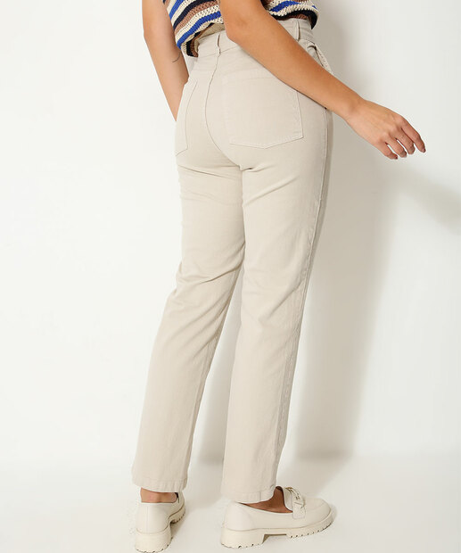 Calça Feminina Reta Sarja Bolsos Marisa