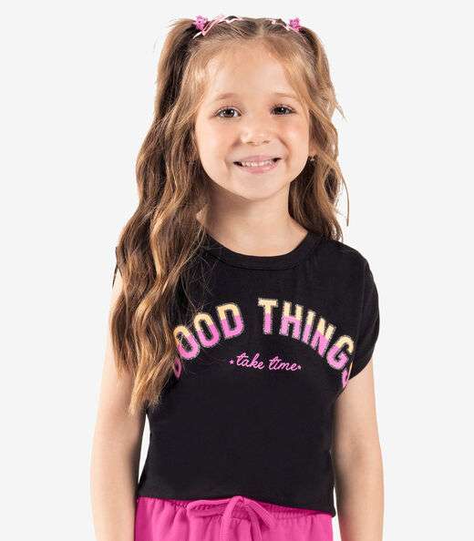 Conjunto Infantil Blusa Com Shorts Saia Rovi Kids Preto