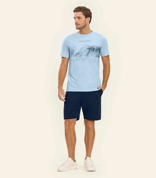 Camiseta Meia Malha Masculina Diametro Azul