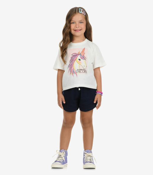 Shorts Feminino Moletom Rovi Kids Azul