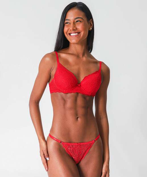 Kit 2 Calcinhas String Fio Dental Renda Marisa Vermelho