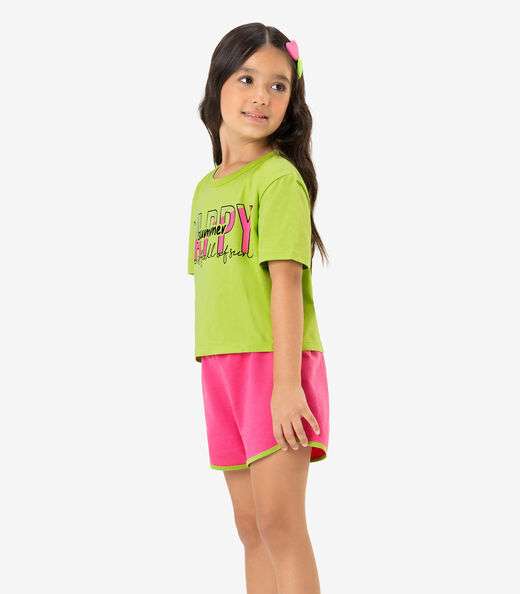 Conjunto Infantil Blusa Com Shorts Rovi Kids Verde